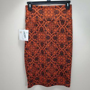Lularoe Cassie XS orange navy black Skirt